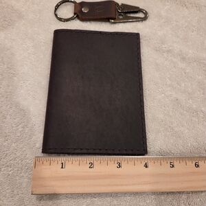 NEW! Portland Leather Goods Dark Brown Wallet w/Key Fob